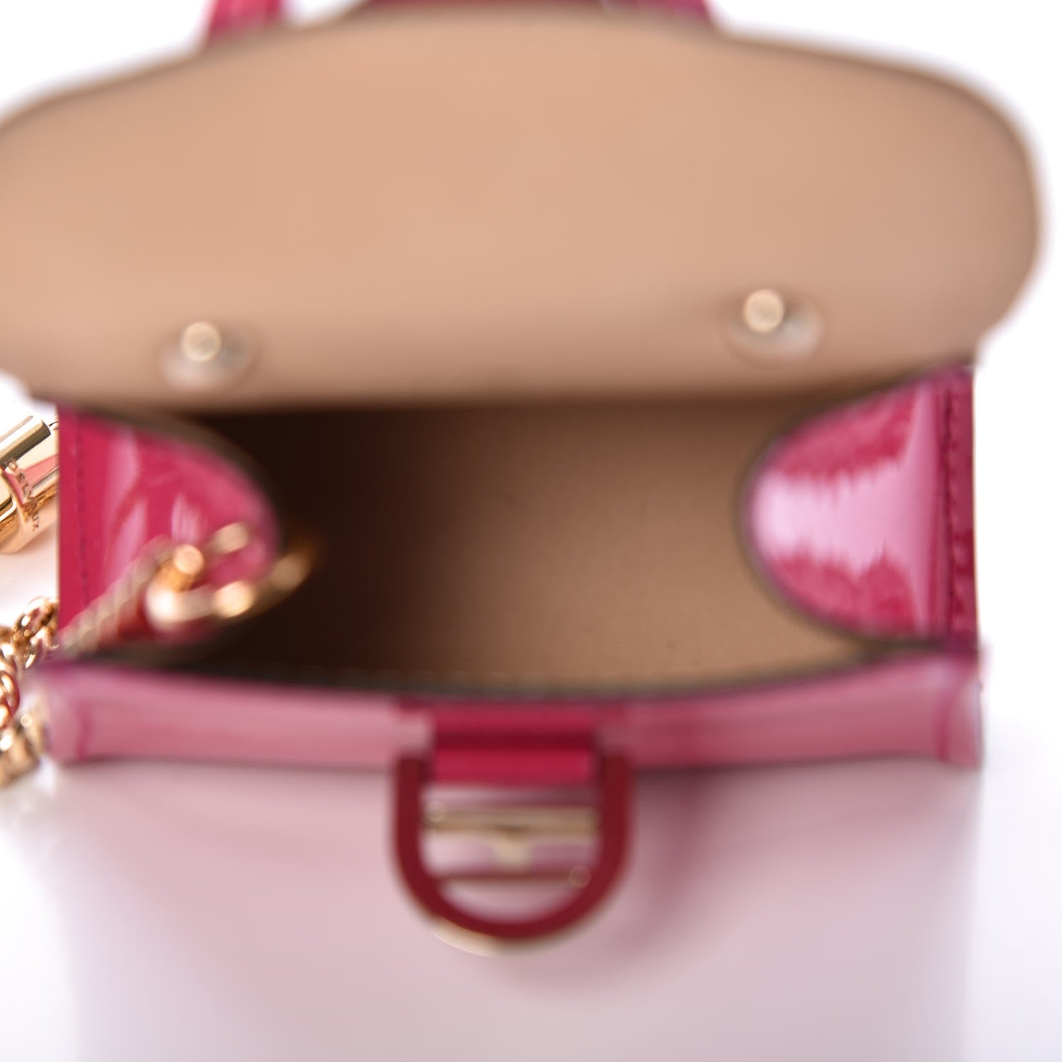 Delvaux Patent Calfskin Mini Brillant Bag Charm Fuchsia 5 of 7