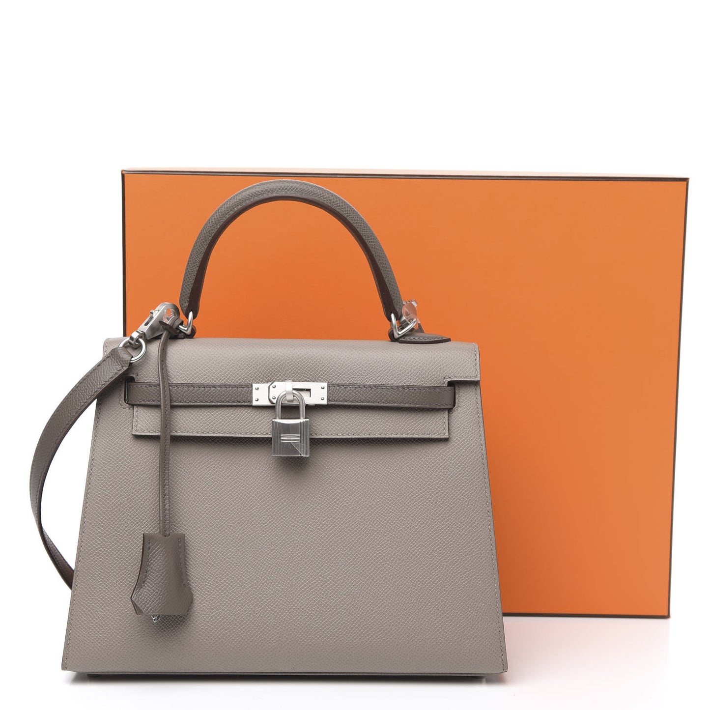 Epsom Bi-Color Horseshoe Kelly Sellier 25 Gris Mouette Etain