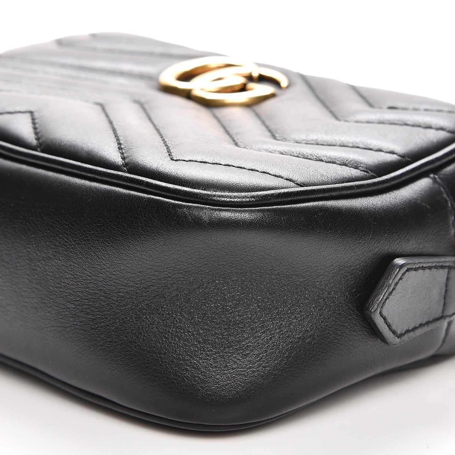 Calfskin Matelasse Mini GG Marmont Chain Shoulder Bag Black