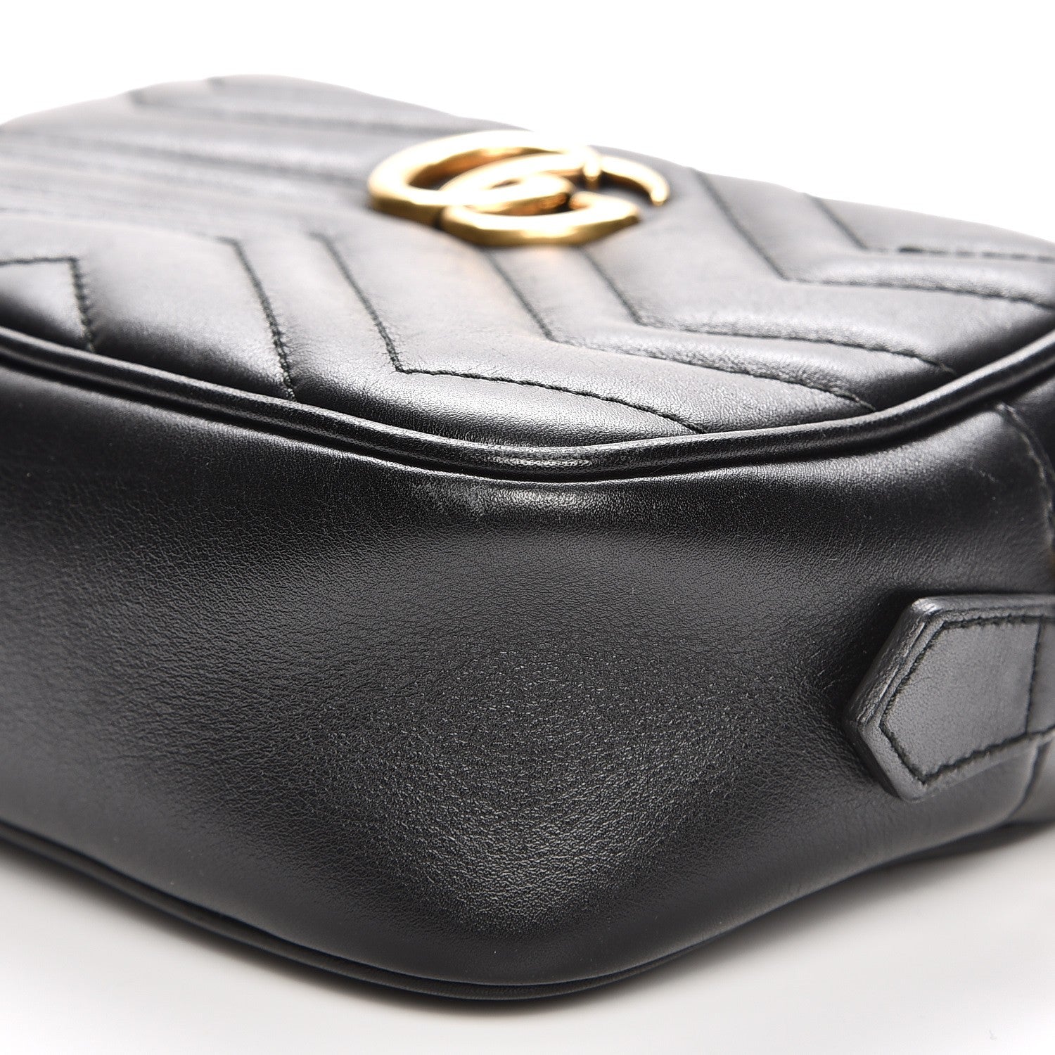 Gucci Calfskin Matelasse Mini GG Marmont Chain Shoulder Bag Black 9 of 9