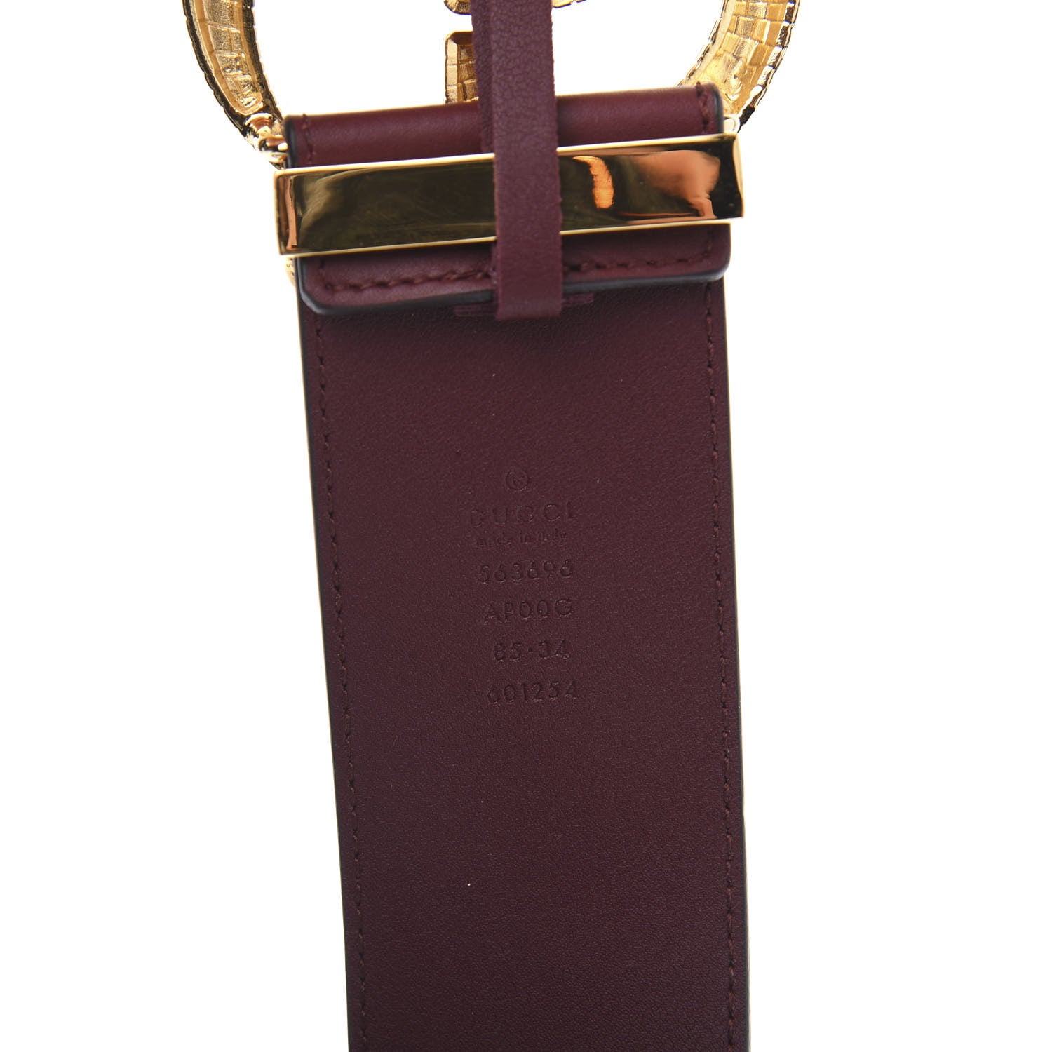 Gucci Calfskin Lizard Double G 50mm Belt 85 34 Vintage Bordeaux 3 of 4