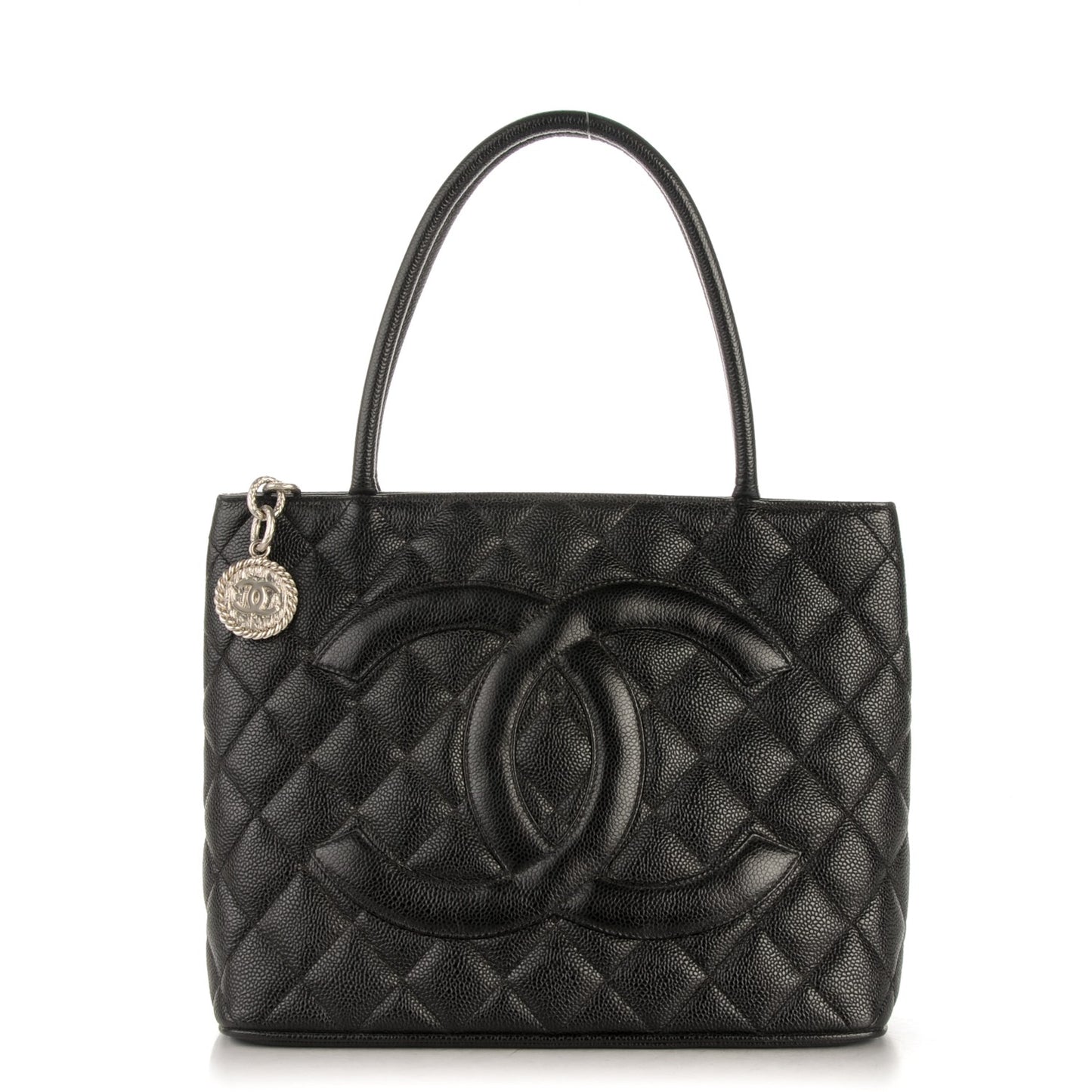 Caviar Quilted Medallion Tote Black