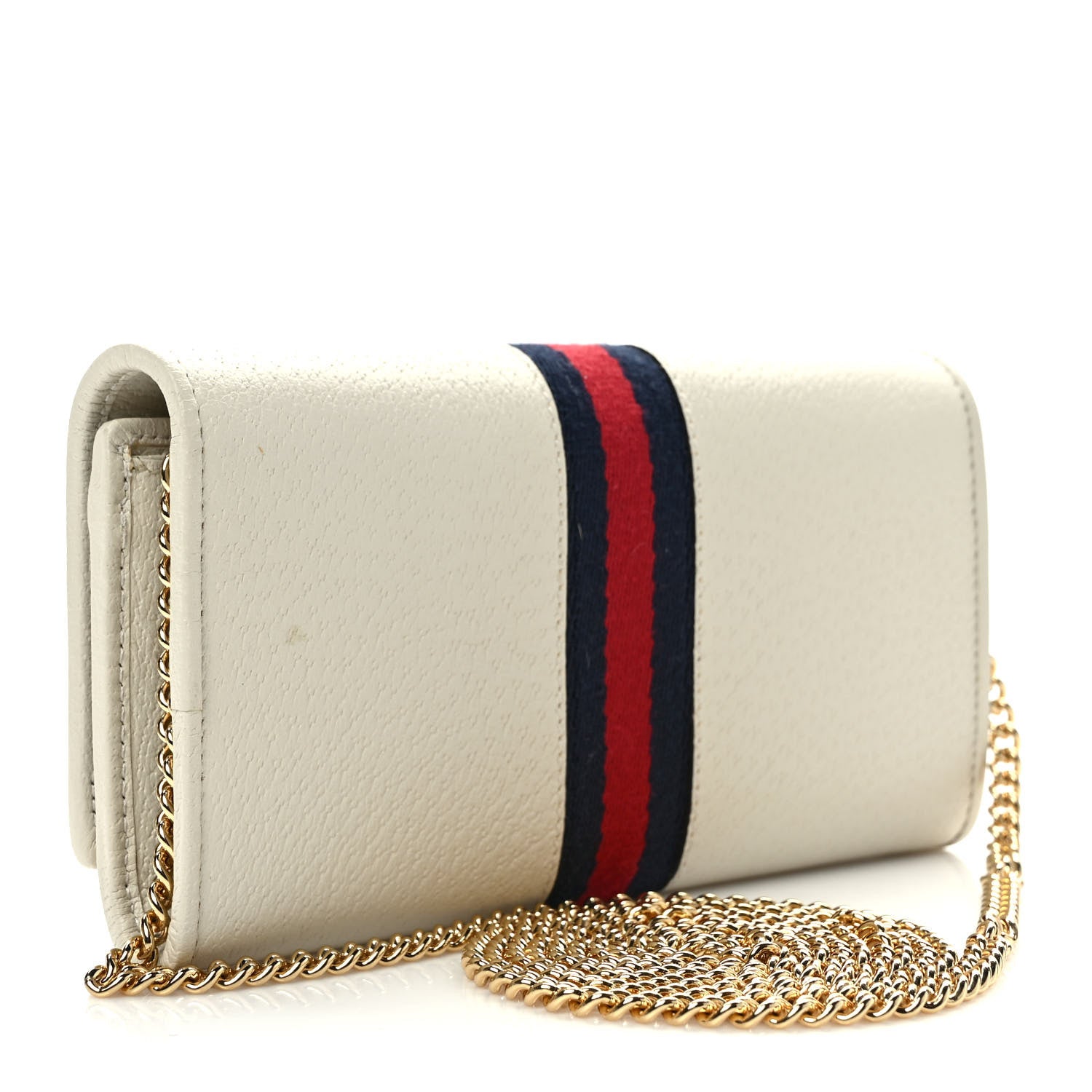 Gucci Textured Calfskin Web Ophidia Wallet On Chain Mystic White 2 of 9
