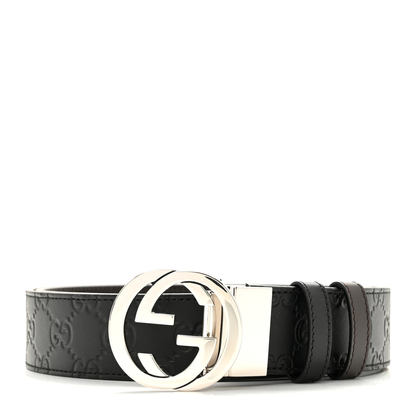 Guccissima Signature Interlocking G Reversible 37mm Belt 100 40 Black Cocoa