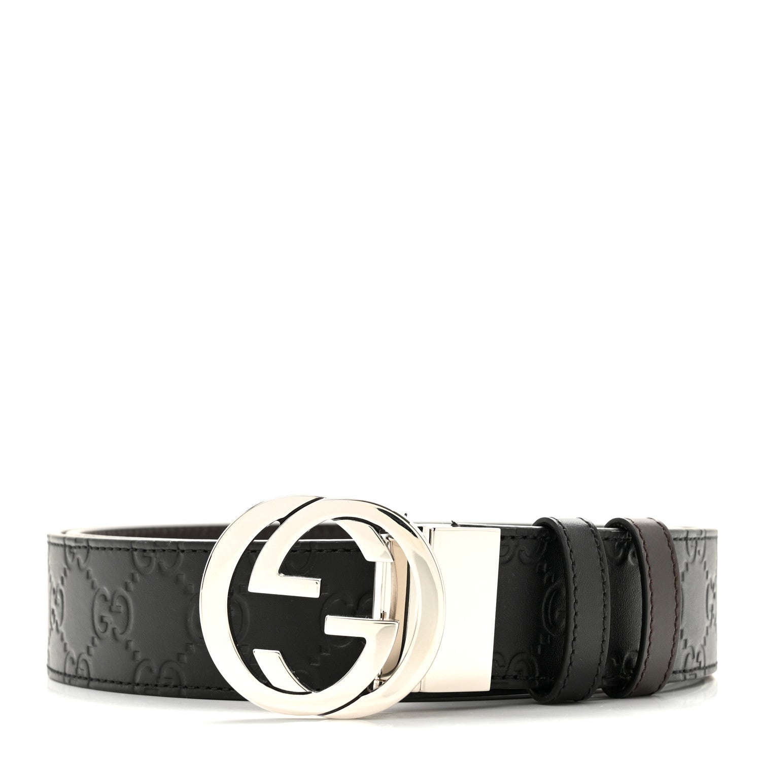 Gucci Guccissima Signature Interlocking G Reversible 37mm Belt 100 40 Black Cocoa 1 of 5
