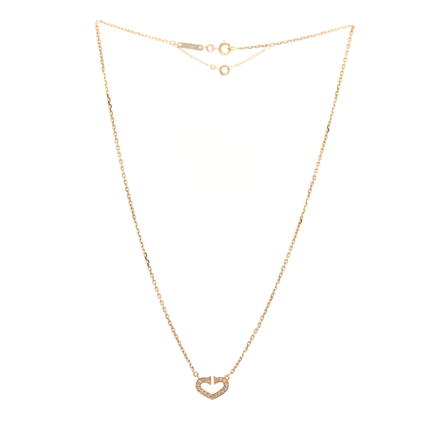 18K Pink Gold Diamond Hearts and Symbols Pave Necklace
