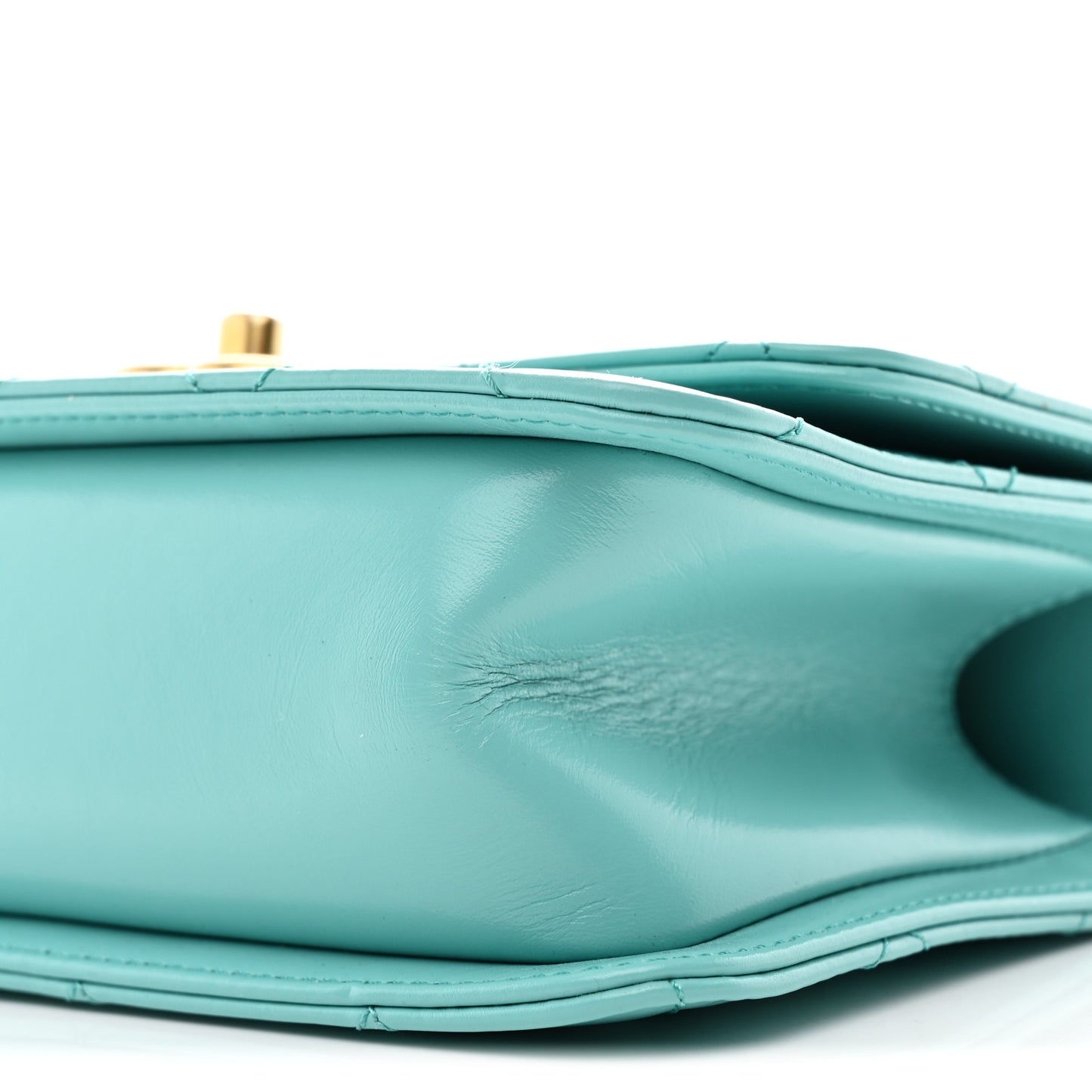 Calfskin Quilted Mini Perfect Fit Flap Turquoise