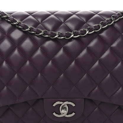 Chanel Lambskin Quilted Maxi Double Flap Plum 8 of 10