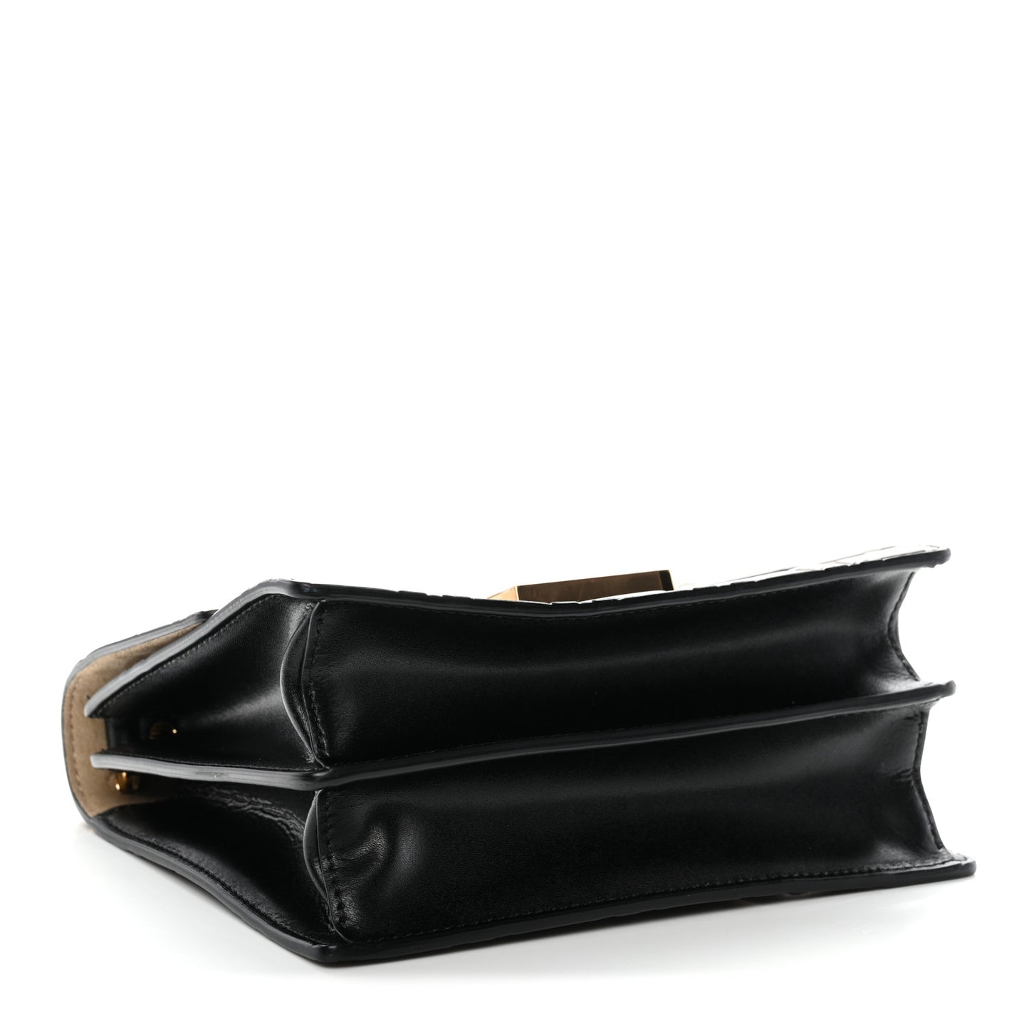 Vitello Liberty Bi-Color FF 1974 Embossed Small Kan U Shoulder Bag Maya Black