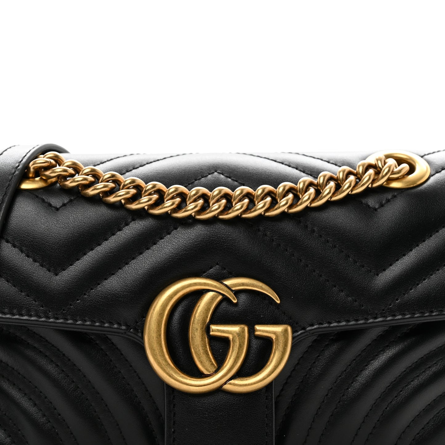 Calfskin Matelasse Mini GG Marmont Shoulder Bag Black