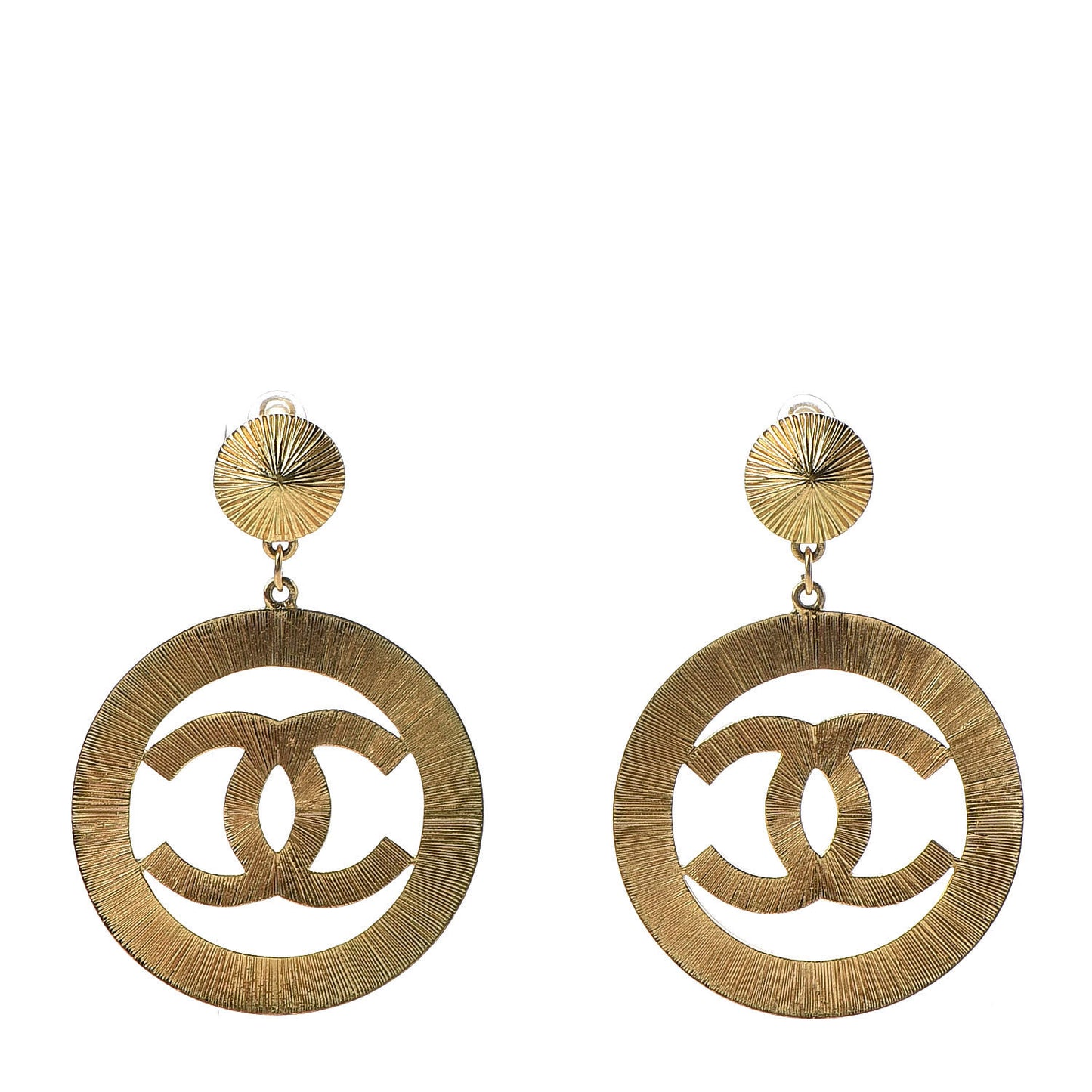 Metal Large CC Clip On Earrings Gold