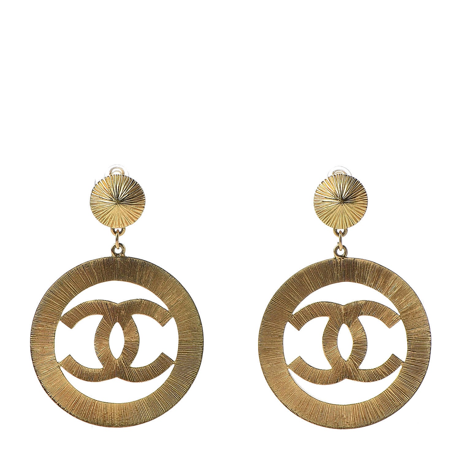 Chanel Metal Large CC Clip On Earrings Gold 1 of 4