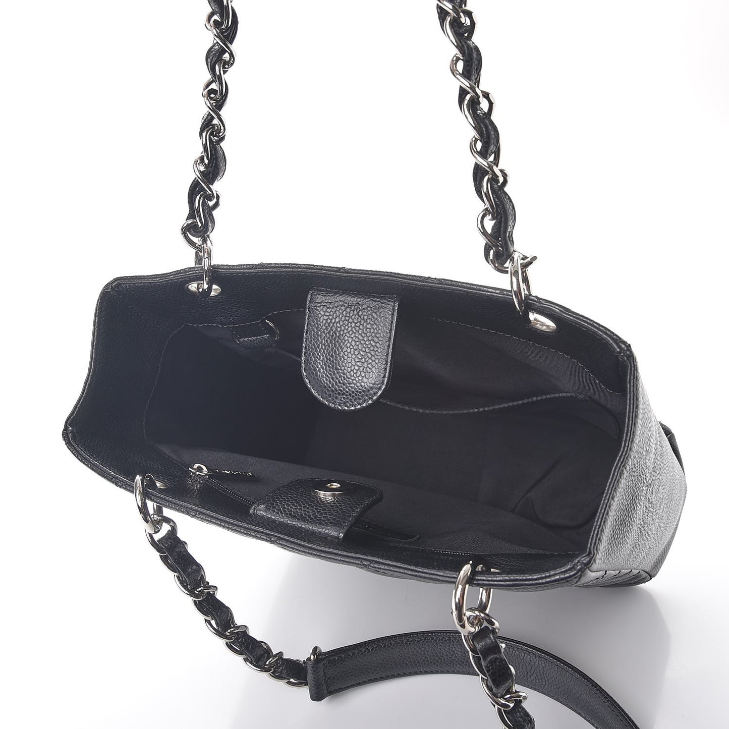 Caviar Quilted Petit Shopping Tote PST Black