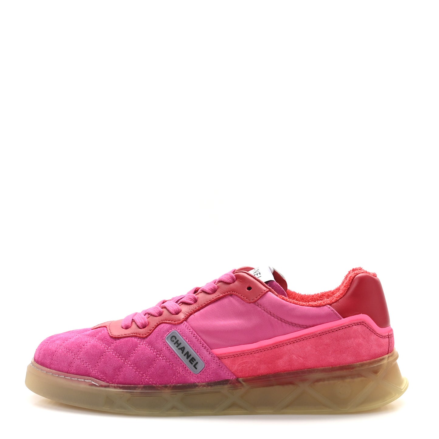 Suede Calfskin Quilted Sneakers 40.5 Pink