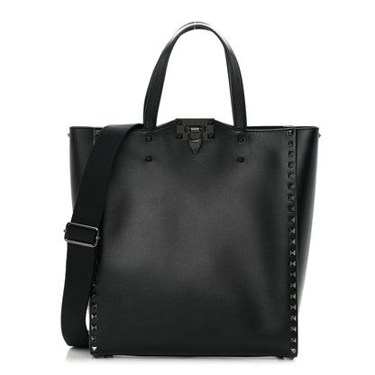 Valentino Garavani Grainy Calfskin Rockstud Alcove Tote Black 1 of 12