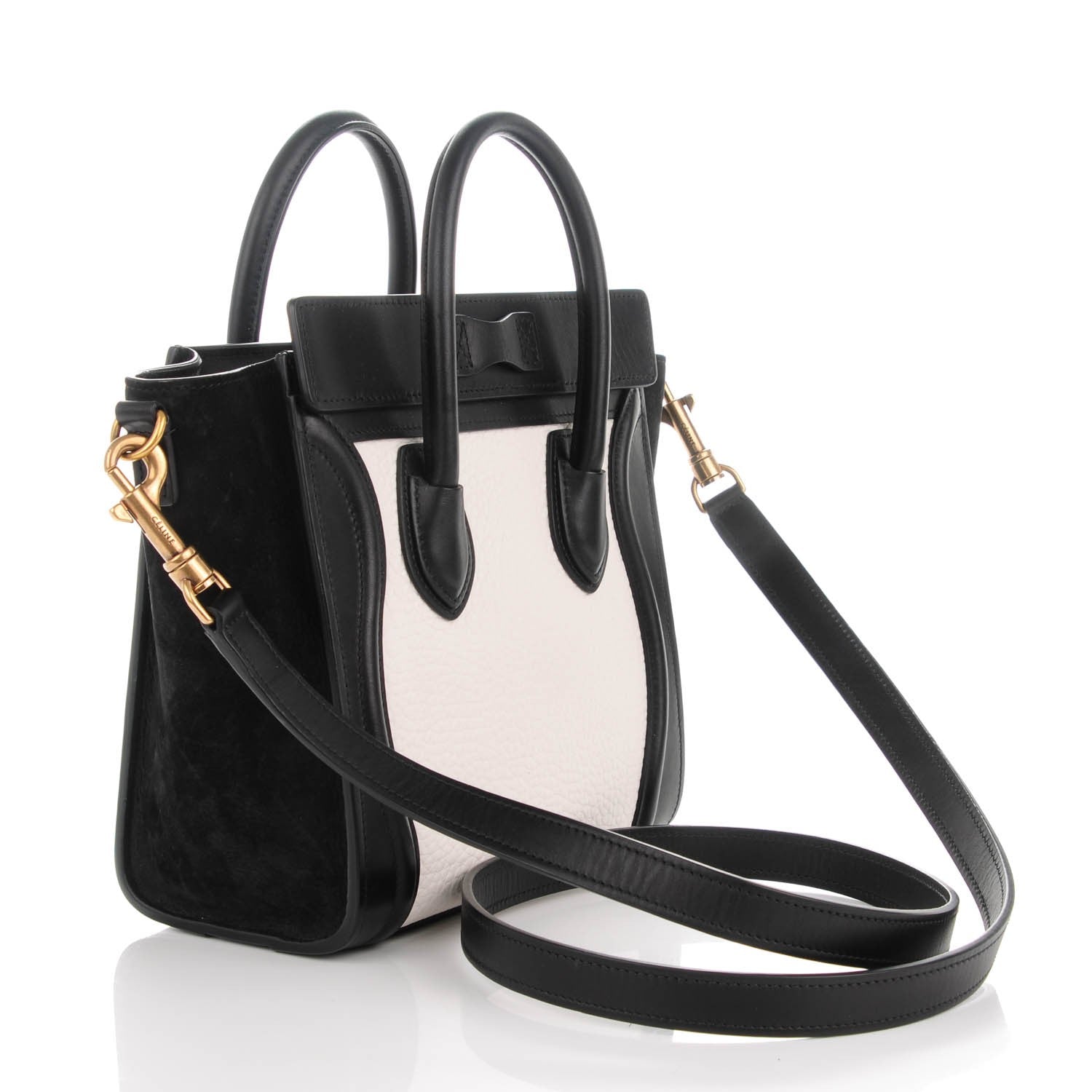 Celine Bullhide Calfskin Suede Nano Bi-Color Luggage White 3 of 7