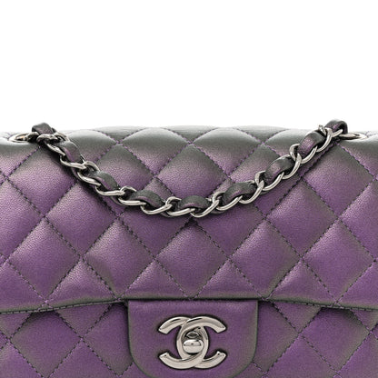 Chanel Iridescent Lambskin Quilted Mini Rectangular Flap Dark Purple 8 of 15