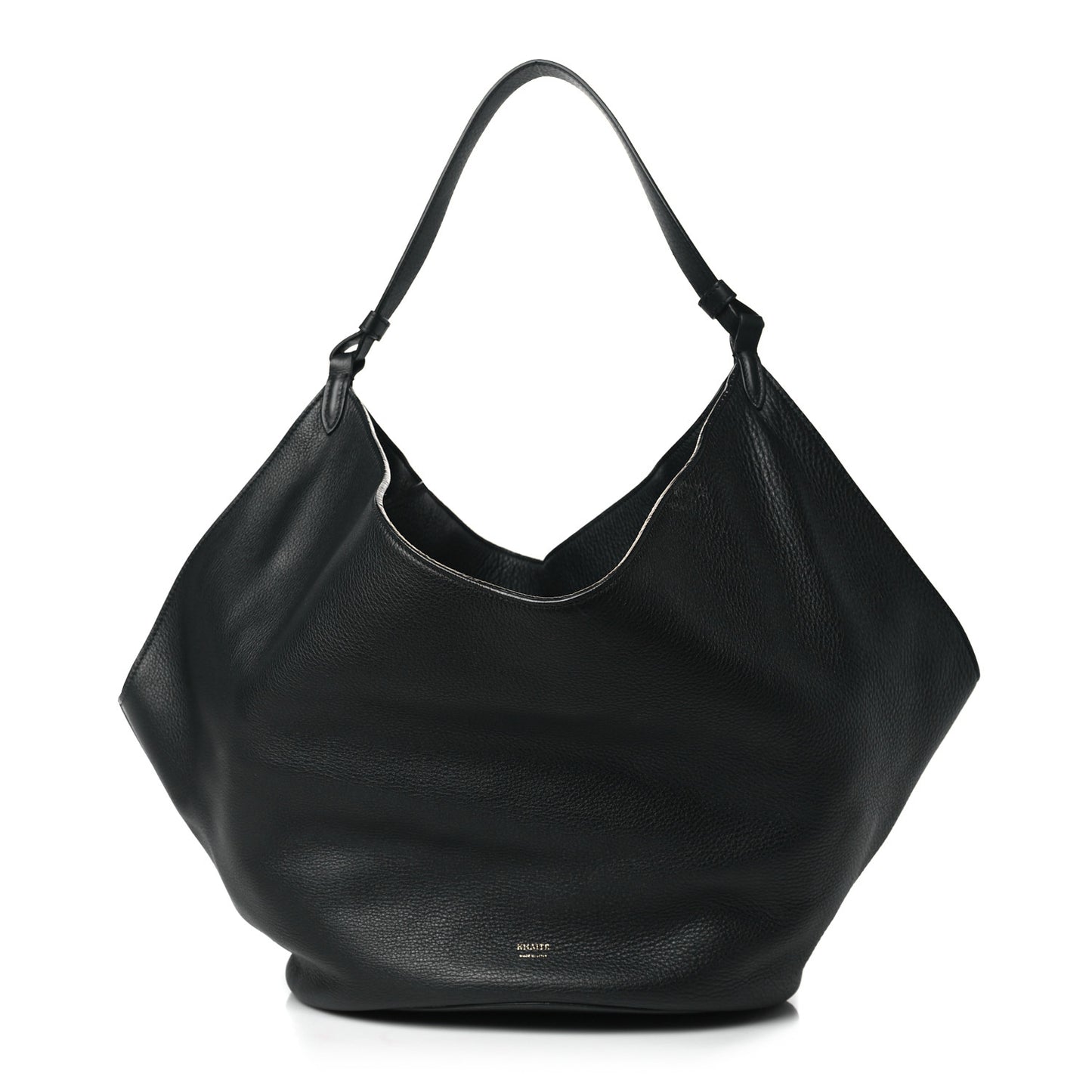 Pebbled Sport Calfskin Medium Lotus Tote Black