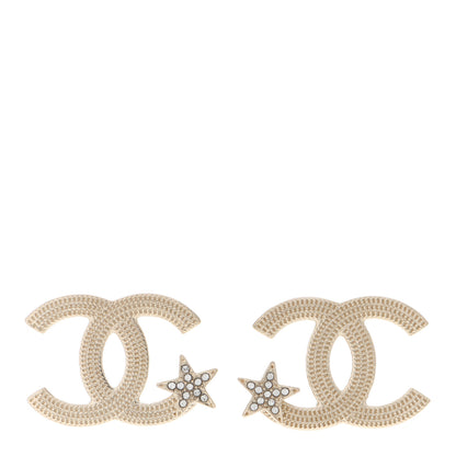 Chanel Metal Crystal CC Star Earrings Gold 1 of 5