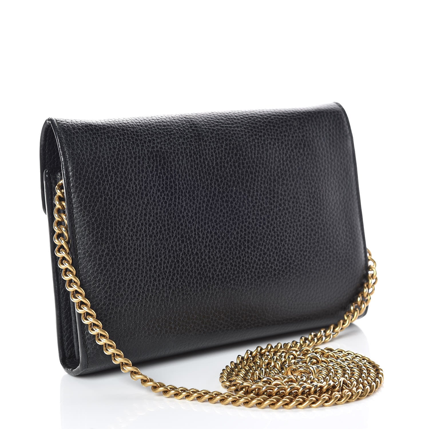 Gucci Calfskin GG Marmont Chain Wallet Black 3 of 12