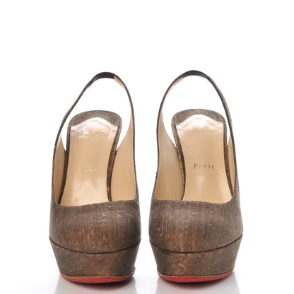 Christian Louboutin Cork Bianca 140 Slingback Pumps 39.5 Brown 2 of 17