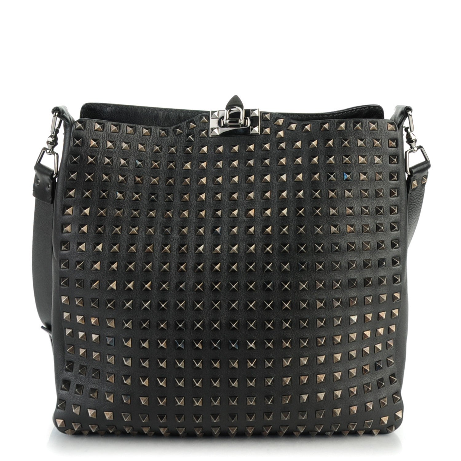 Valentino Garavani Calfskin Rockstud All Over Flip-Lock Messenger Bag Black 1 of 6