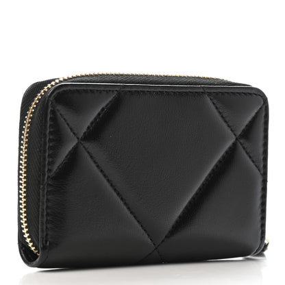 Chanel Lambskin Quilted Chanel 19 Zip Around Coin Purse Wallet Black 2 of 4