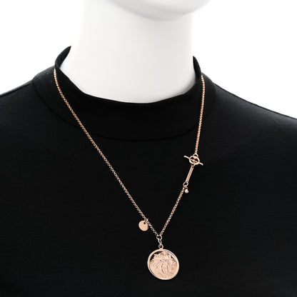 Hermes 18K Rose Gold Diamond MM Ex-Libris Pendant Necklace 2 of 6