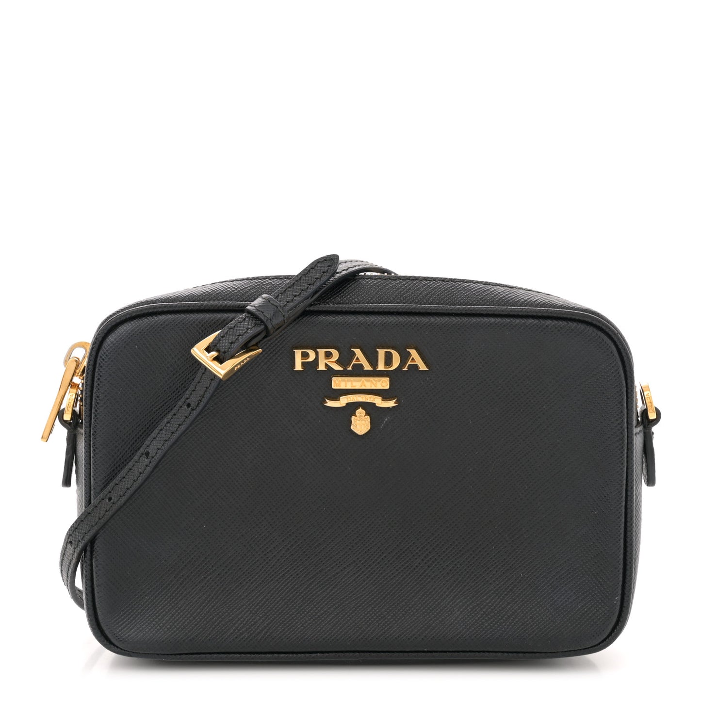 Saffiano Mini Camera Crossbody Bag Black