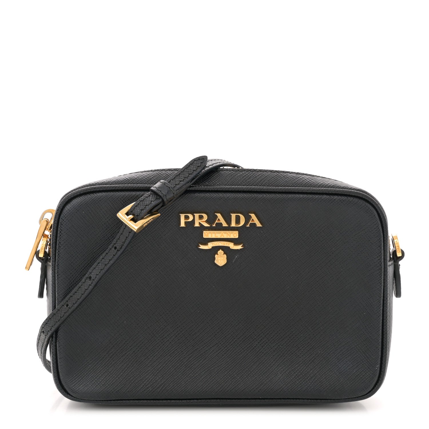 Prada Saffiano Mini Camera Crossbody Bag Black 1 of 10