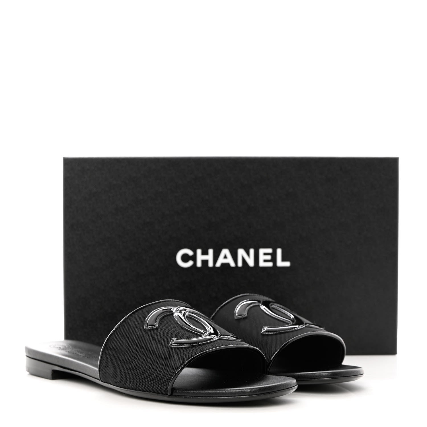Chanel Mesh Patent Calfskin CC Mules 40 Black 9 of 9