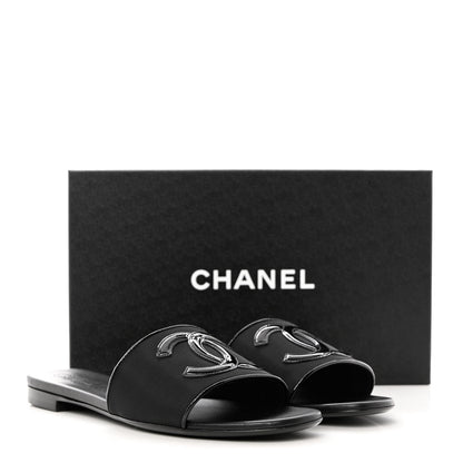 Chanel Mesh Patent Calfskin CC Mules 40 Black 9 of 9