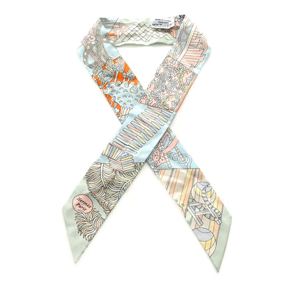Hermes Silk De l'Ombrelle Aux Duels Twilly Ciel Rose Pale Orange 1 of 4
