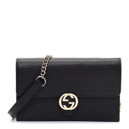 Gucci Dollar Calfskin Interlocking G Chain Wallet Black 1 of 14