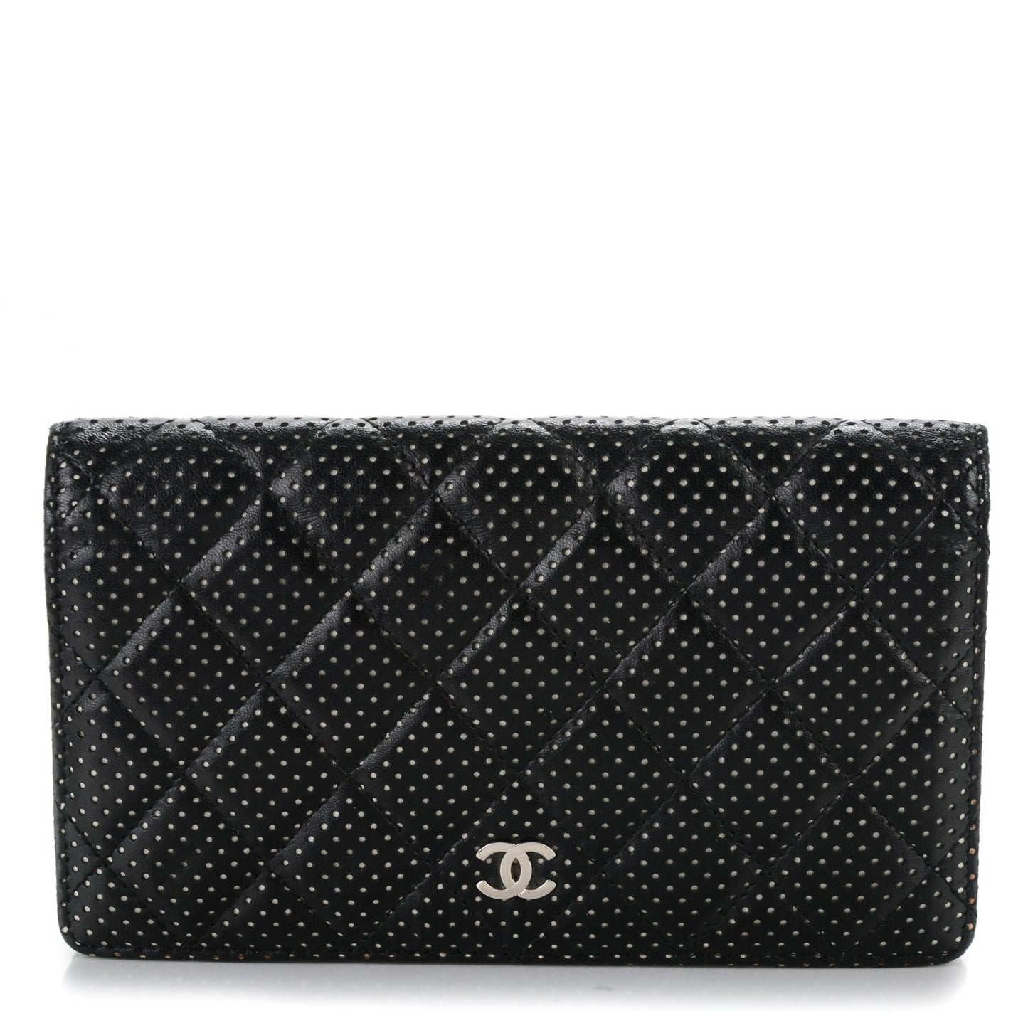 Lambskin Perforated Yen Wallet Black