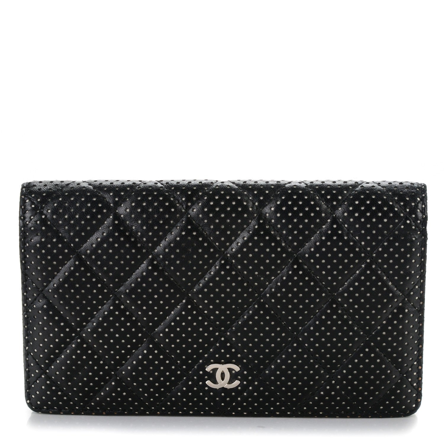 Chanel Lambskin Perforated Yen Wallet Black 1 of 8
