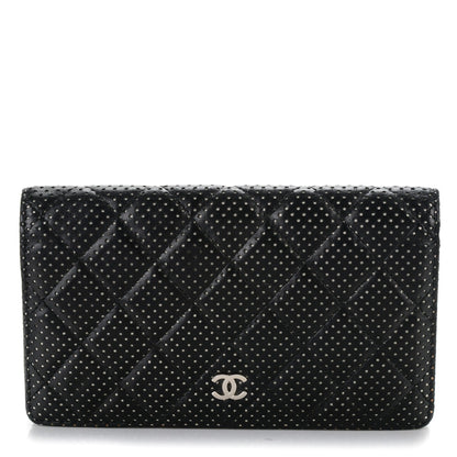 Chanel Lambskin Perforated Yen Wallet Black 1 of 8