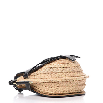 Loewe Calfskin Raffia Mini Gate Crossbody Bag Natural Black 4 of 13