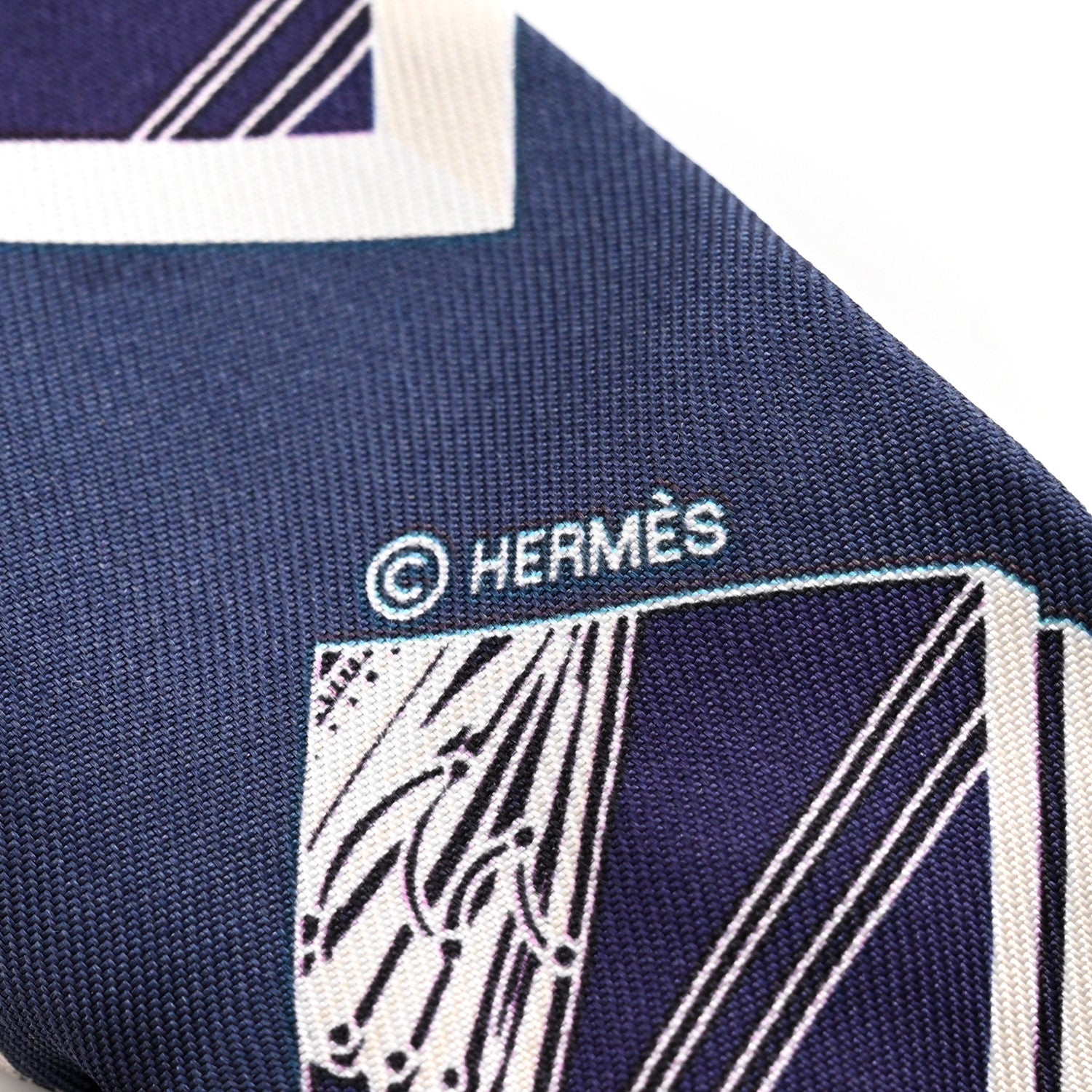 Hermes Silk Springs Springs Twilly Marine Creme Petrole 3 of 4