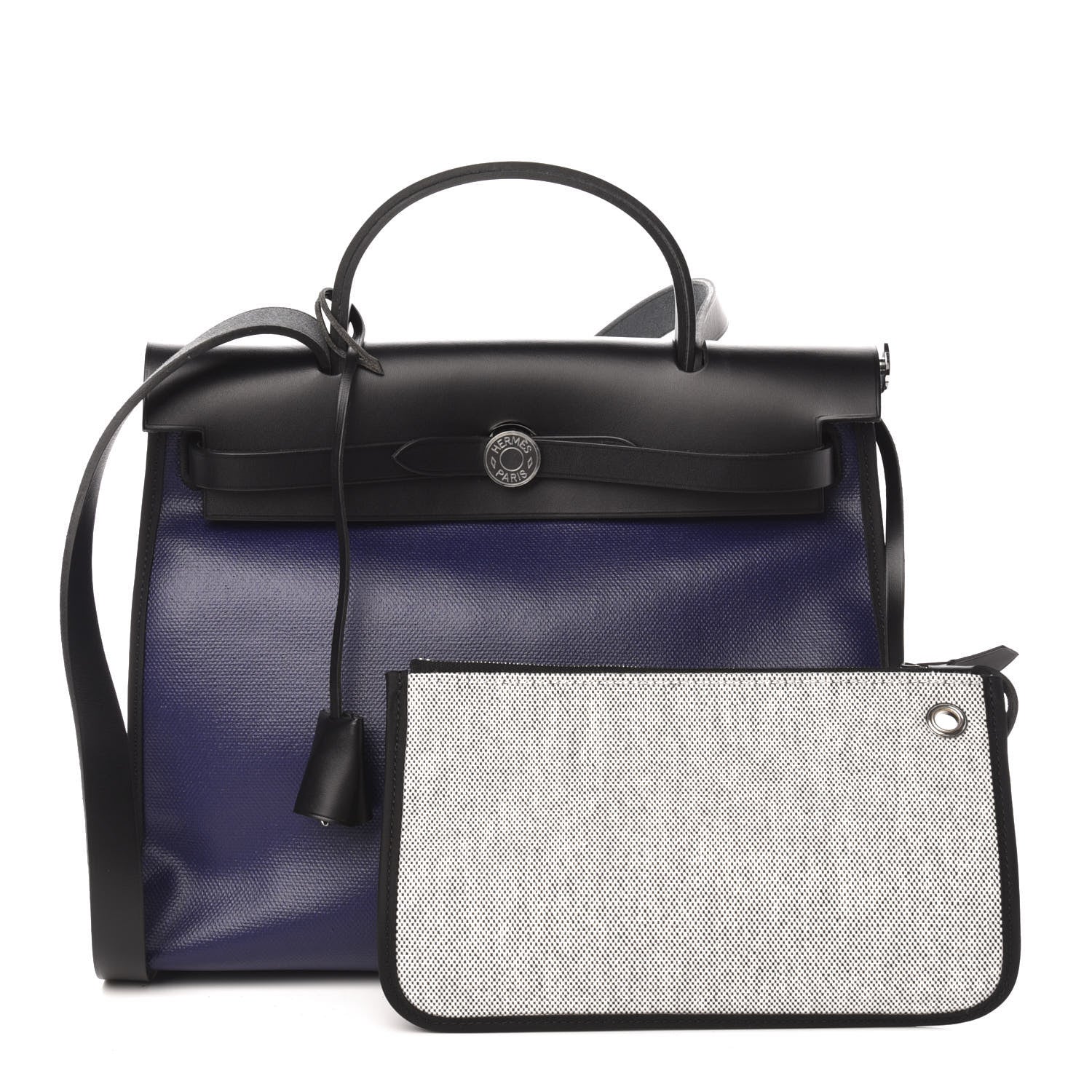 Hermes Toile H Berline Vache Hunter Herbag Zip PM 31 Bleu Encre Black 1 of 13