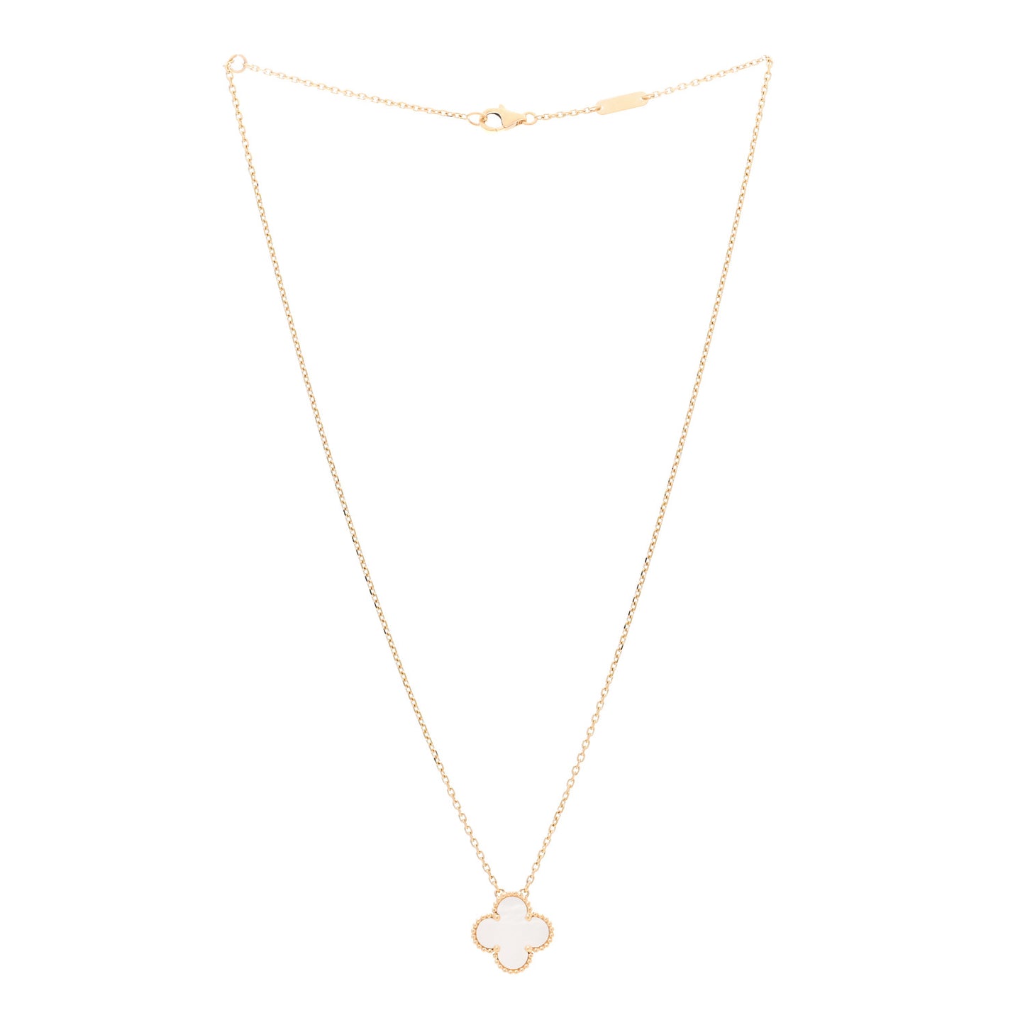 18K Yellow Gold Mother of Pearl Vintage Alhambra Pendant Necklace