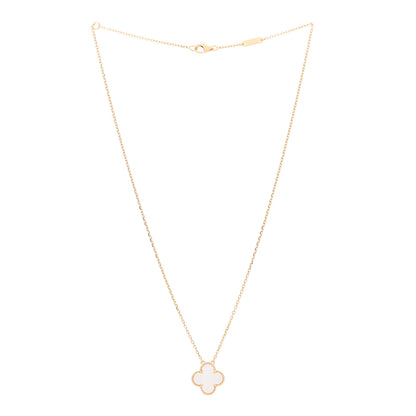 Van Cleef & Arpels 18K Yellow Gold Mother of Pearl Vintage Alhambra Pendant Necklace 3 of 5