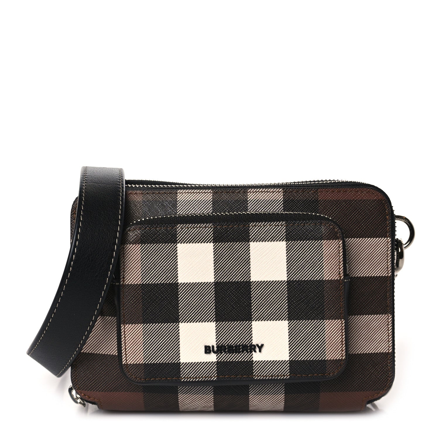Burberry E-Canvas Jake Giant Check Messenger Dark Birch 1 of 9