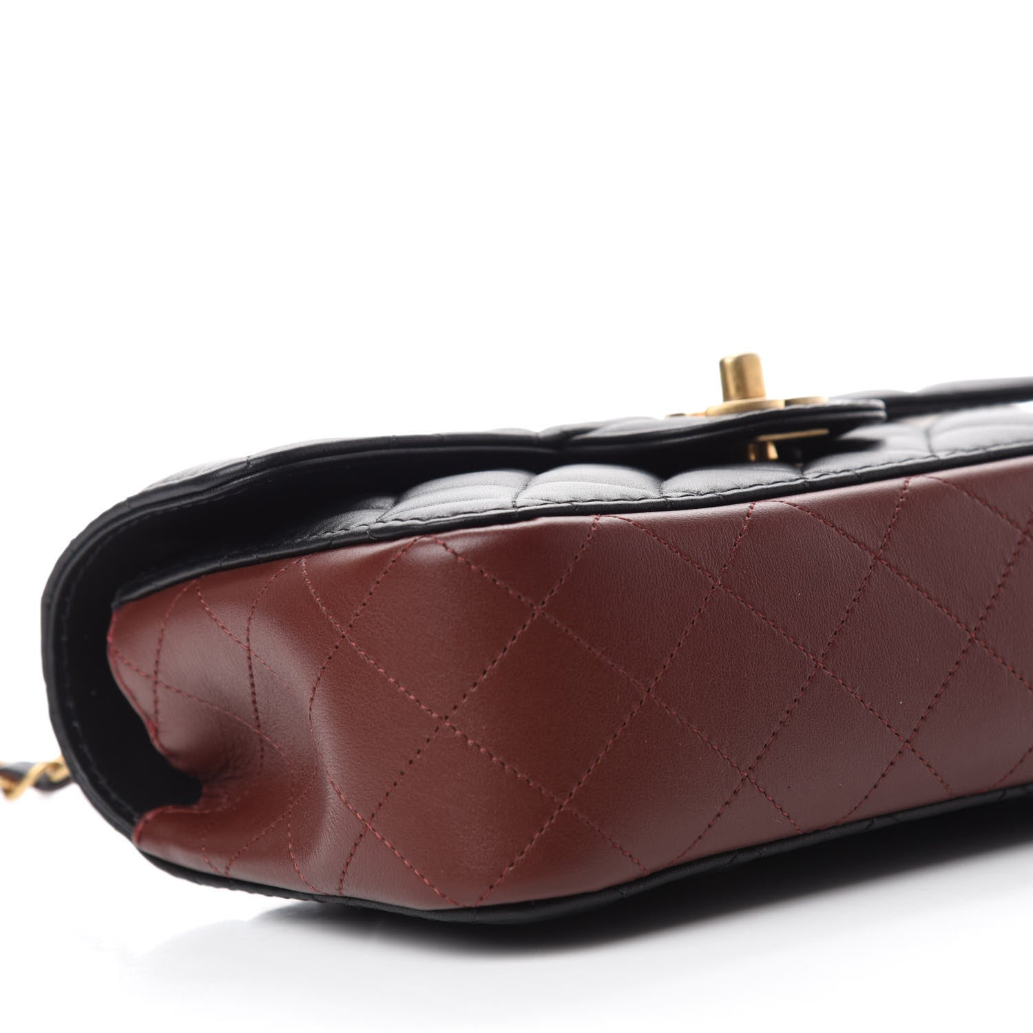 Chanel Calfskin Quilted Small Strap Into Flap Bag Black Brown 6 of 11