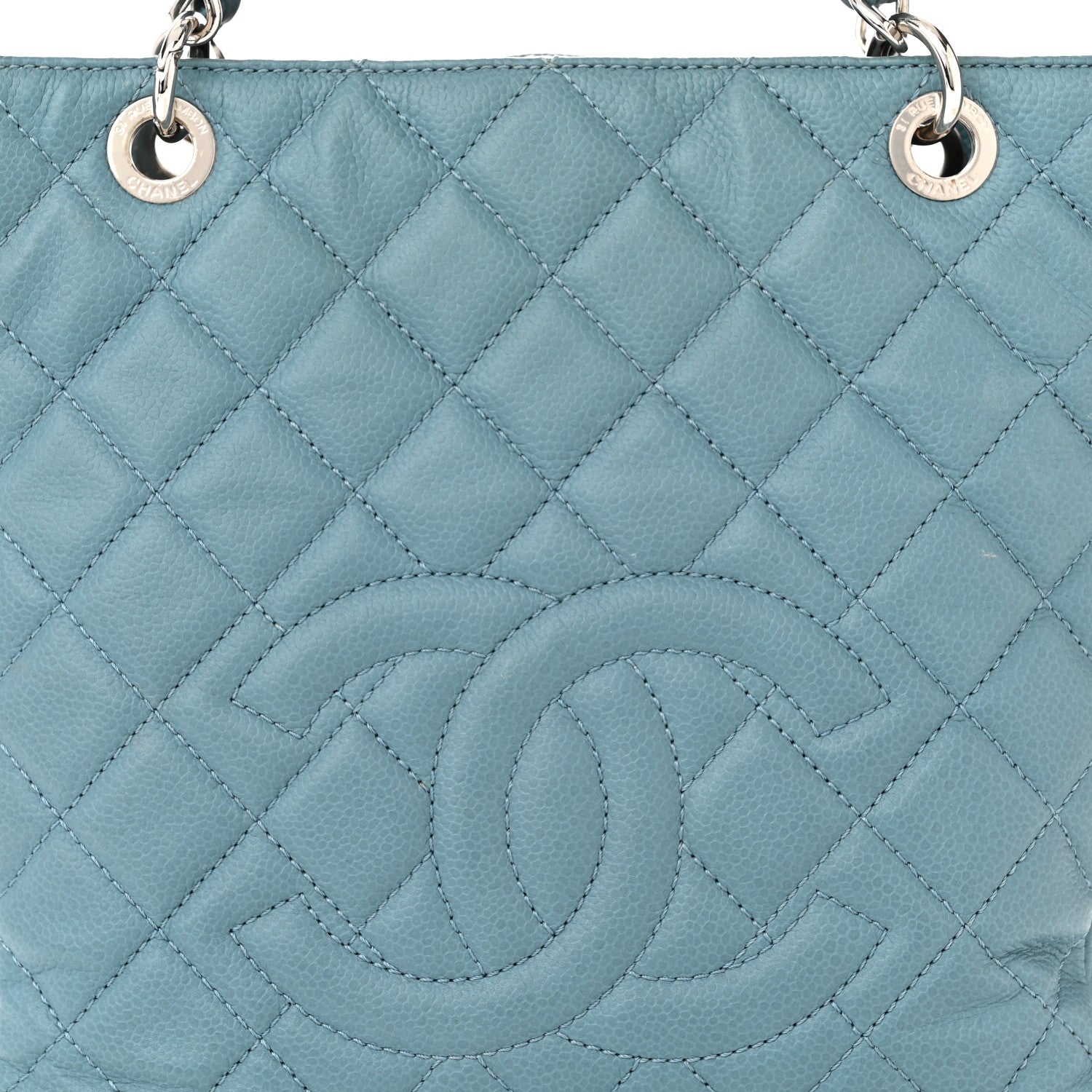 Chanel Caviar Quilted Petit Shopping Tote PST Blue 8 of 17