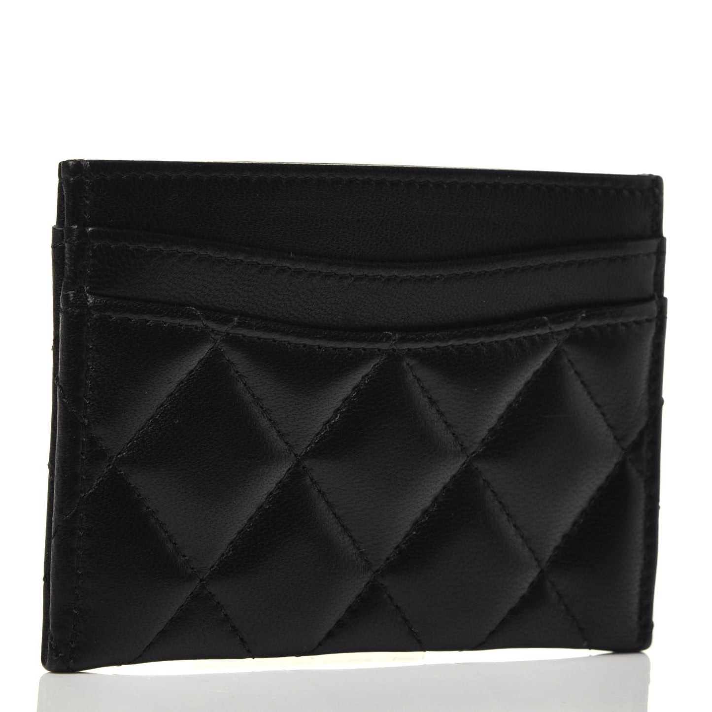 Lambskin Quilted Card Holder Black