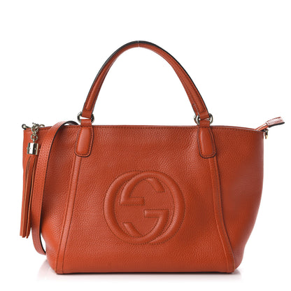 Gucci Pebbled Calfskin Small Soho Top Handle Bag Sun Orange 1 of 12
