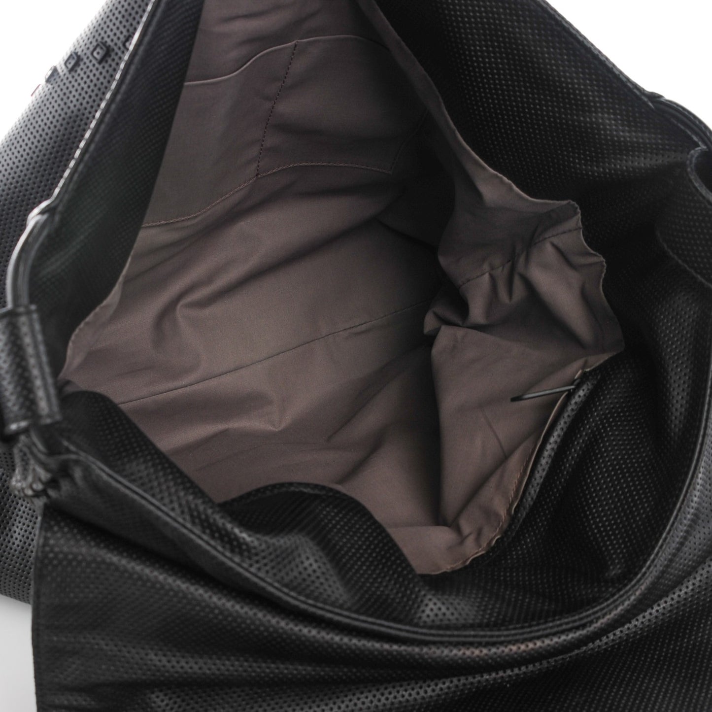 Perforated Calfskin Cabriolet Messenger Nero Black