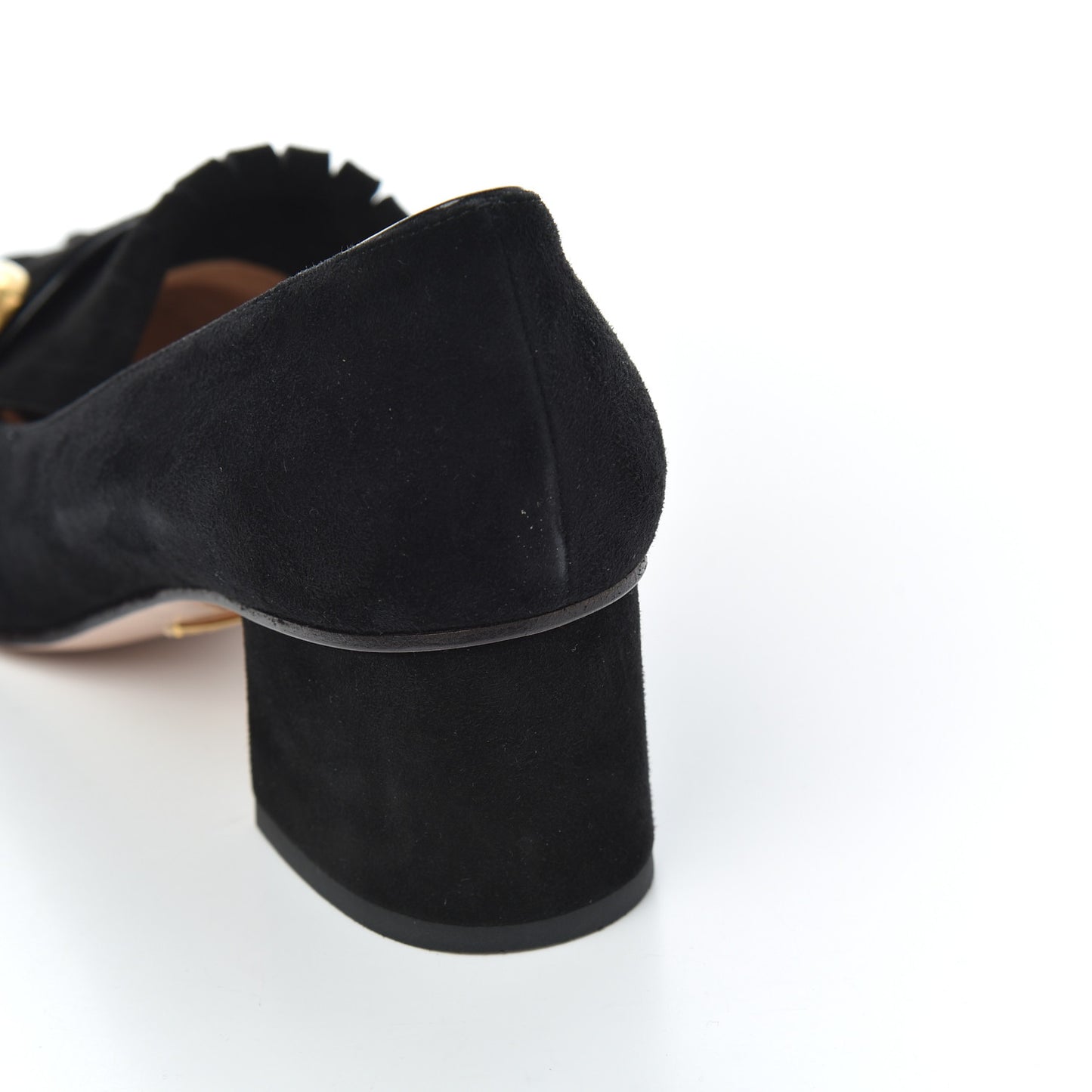 Kid Scamosciato GG Marmont Fringe 50mm Loafer Pumps 36.5 Black