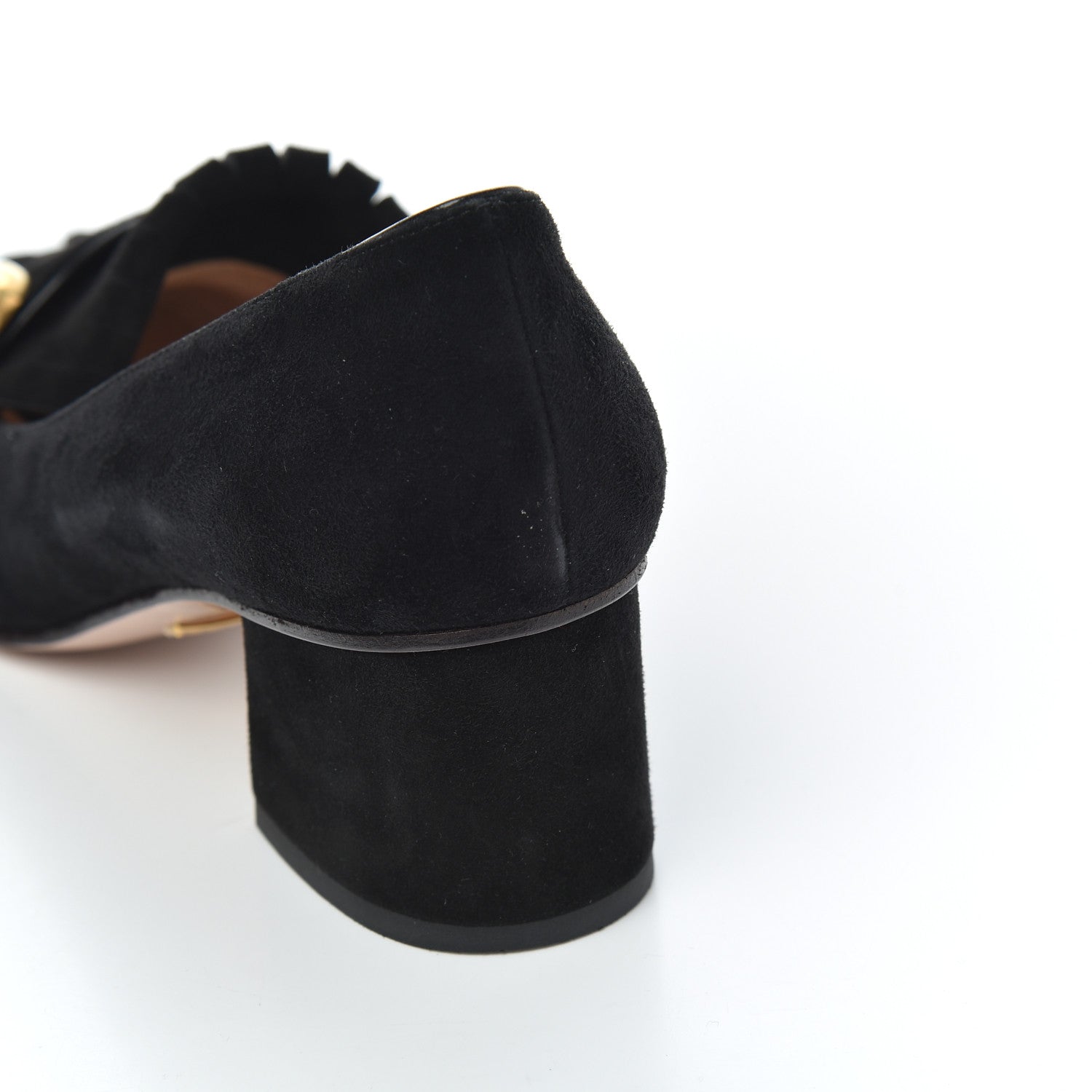 Gucci Kid Scamosciato GG Marmont Fringe 50mm Loafer Pumps 36.5 Black 11 of 20